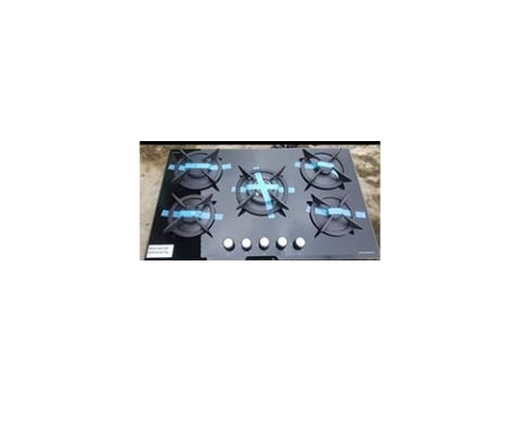 KITCHENCRAFT 90CM 5 GAS BURNER HOB | BLACK GLASS| HEAVY DUTY CAST IRON SUPPORT | GH901
