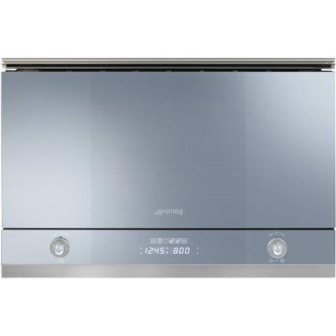 Smeg Microwave | MP122 Linea 21 Litres Side-Opening Built-In Microwave With Grill - Silver Glass