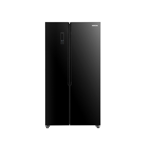 BRUHM 436 LITRES SIDE BY SIDE BLACK GLASS DOOR REFRIGERATOR | BFX-436ENG