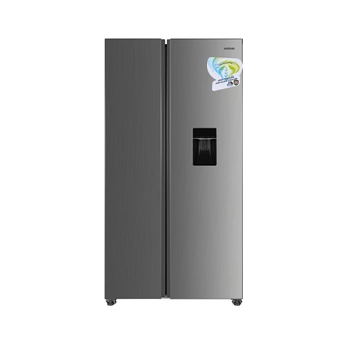 BRUHM 521 LITRES BLACK GLASS DOOR SIDE BY SIDE REFRIGERATOR | BFX-529ENG