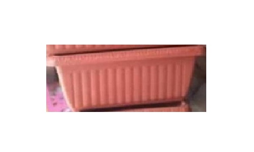 DARK ORANGE RECTANGULAR FLOWER POTS WITH VERTICAL LINES (PEGLO) - Large