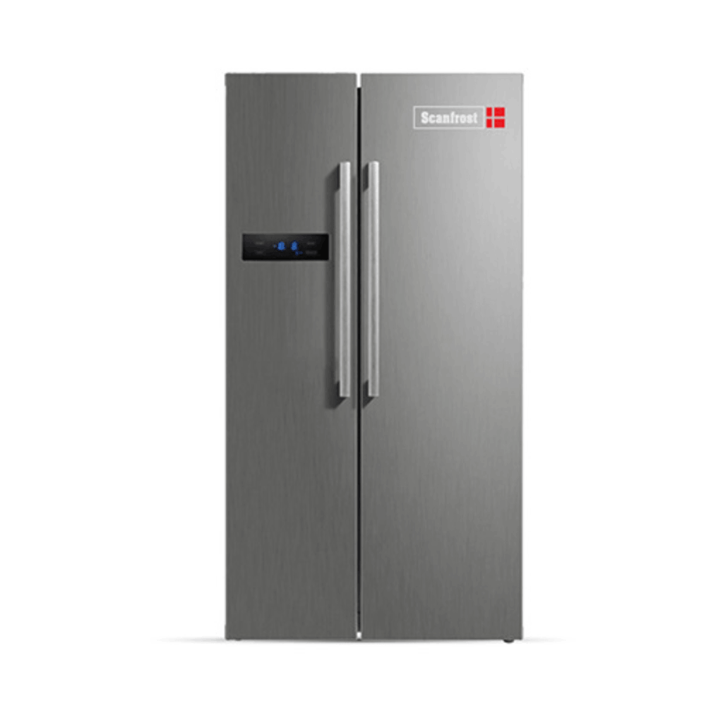 Scanfrost 500 Liters Side By Side Refrigerator | Frost Free, Stainless Steel, Lock Door, Recessed Handle - SFSBS500B