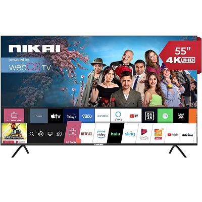 Nikai 55" Web os UHD Smart LED NIK55MEU4STN, Frameless, Ultra HDR, Dolby Audio, Smart Voice Control Nikai 55" Web os UHD Smart LED NIK55MEU4STN, Frameless, Ultra HDR, Dolby Audio, Smart Voice Control