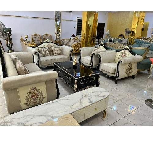 QUALITY DESIGNED 7 SEATERS SOFA WITH CENTER TABLE & SIDE STOOLS -AVAILABLE (AUSFUR)