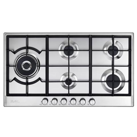 Elba Hob | ELIO95-565 In-Built-Gas Hob, 5 Gas Burners, Stainless Steel with Electronic Ignition