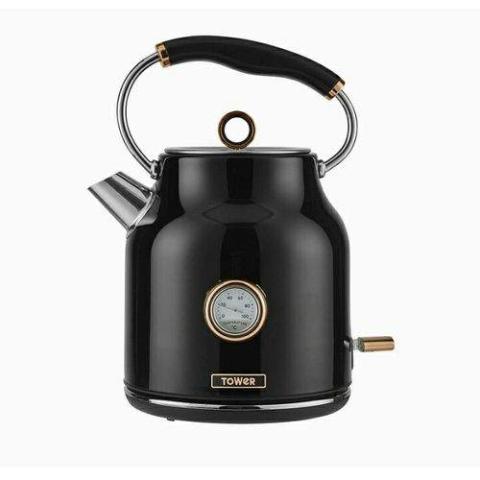 Tower | Bottega 1.7L Rapid Boil Kettle With Temperature Dial, Black- (N)