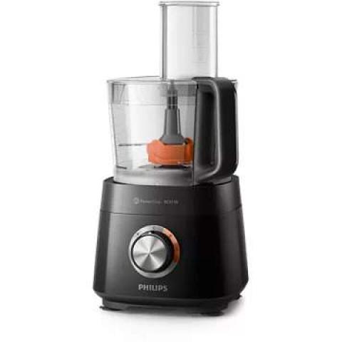 Healthy homemade food, unlimited possibilities Great results with even the toughest ingredients 800 W 29 functions 2-in-1 disc Citrus press PowerChop technology for superior chopping performance PowerChop technology for superior chopping performance PowerChop technology is a combination of blade shape, cutting angle and inner bowl that provides a superior chopping result in both soft and hard ingredients. It is also perfect for making purées and mixing your cake batters! Fast preparation with large feeding
