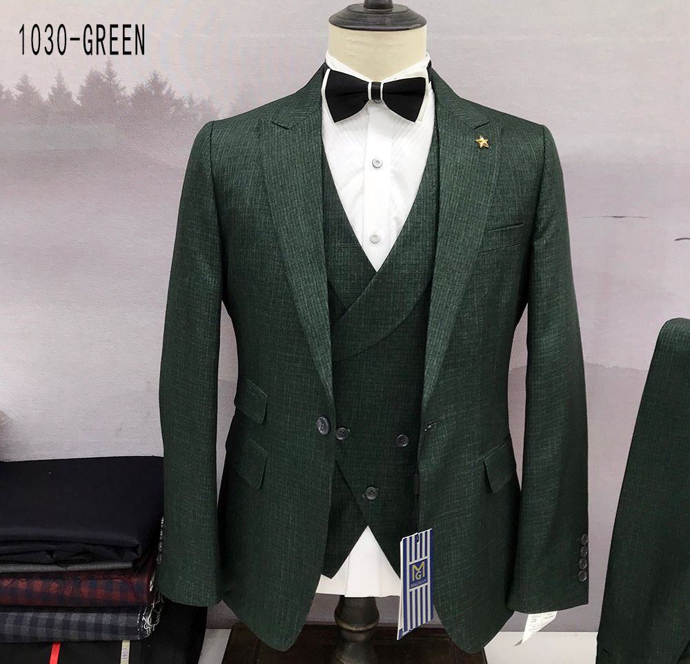 EXECUTIVE GREEN 3 PIECE TURKEY SUIT WITH ONE BUTTON [SWNL]