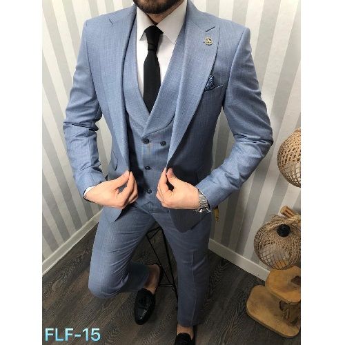SKY BLUE TURKEY SUIT WITH ONE BUTTON | AVAILABLE IN ALL SIZES (DEFAS) (N)