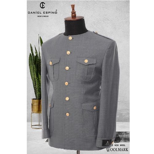 EXECUTIVE GREY TURKEY SUIT WITH GOLDEN BUTTONS AND ROUND NECK | AVAILABLE IN ALL SIZES (DEFAS) (N)