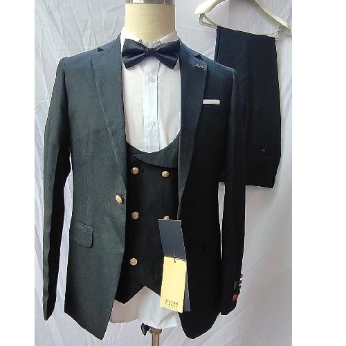 DARK GREY 3 PIECES SUIT WITH ONE BUTTON | AVAILABLE IN ALL SIZES (MADU) (N)