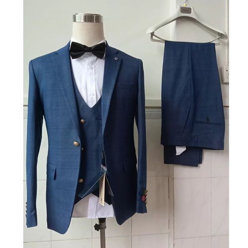 DEEP BLUE 3 PIECES SUIT WITH ONE BUTTON | AVAILABLE IN ALL SIZES (MADU) (N)