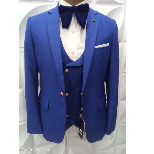BLUE 3 PIECES SUIT WITH ONE BUTTON | AVAILABLE IN ALL SIZES (MADU) (N)