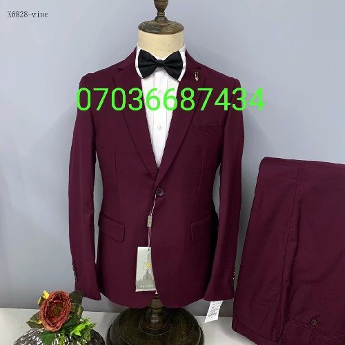 WINE COLOUR SUIT WITH ONE BUTTON | AVAILABLE IN ALL SIZES (MADU) (N)