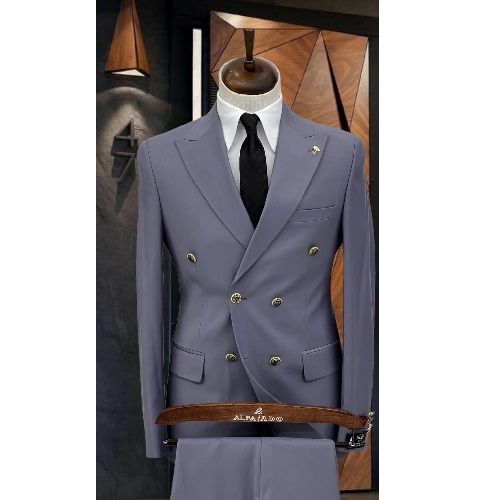 GREY DOUBLE BREASTED SUIT | AVAILABLE IN ALL SIZES (NIFA) (N)