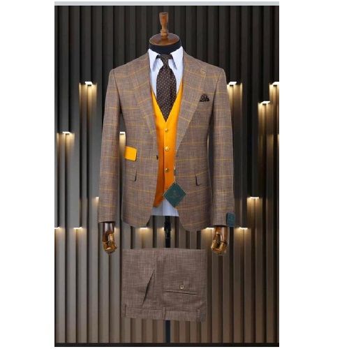 GREY STRIPPED TURKEY SUIT (COMPLETE) WITH ONE BUTTON | AVAILABLE IN ALL SIZES (DEJOS) (N)