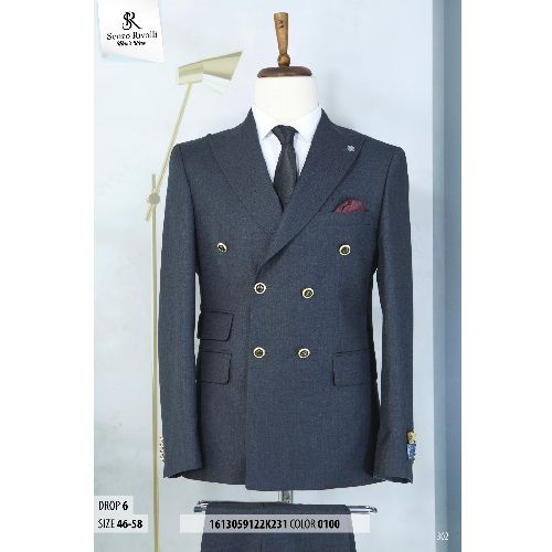 EXQUISITE LIGHT GREY BREASTER BLUE THREE PIECES TURKEY SUIT WITH GOLDEN BUTTON | AVAILABLE IN ALL SIZES (SWNL)