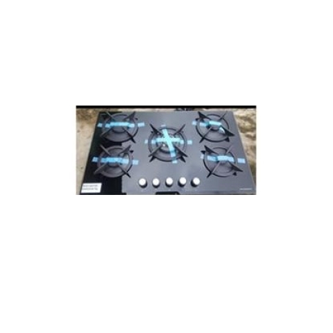 KITCHENCRAFT 90CM 5 GAS BURNER HOB | BLACK GLASS| HEAVY DUTY CAST IRON SUPPORT | GH901