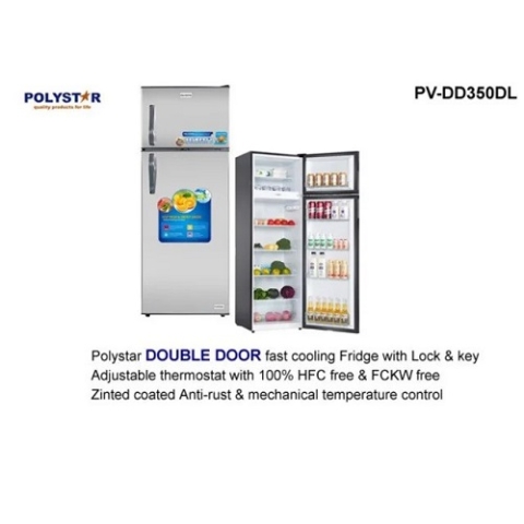 Polystar Double Door Refrigerator with Fast Freezing Function | PV-DD350DL