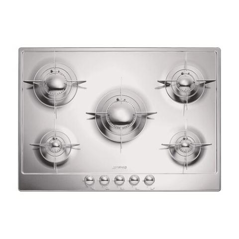 Rear left: 2.3 kW Front left: 1.05 kW Centre: Rapid burner: 3.5 kW Rear right: 1.65 kW Front right: 1.05 kW    Evershine finish Stainless steel base Stainless steel controls Stainless steel pan stands Stainless steel burner caps Automatic electronic ignition Safety valves Adaptable for LPG