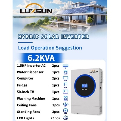 Luxsun 6.2KVA- P 48V Hybrid Solar Inverter – with Parallel Cable & Parallel kits inside