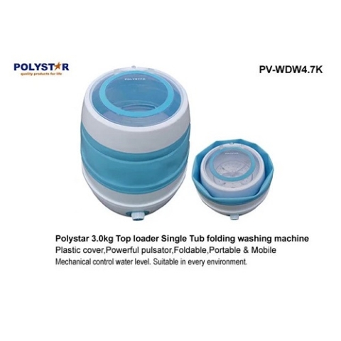 Polystar 3kg Foldable Single Tub Washing Machine with Plastic Cover | PV- WDW4.7K