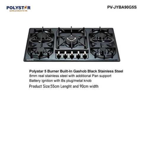 Polystar 90cm 5 Burner Gas Hob Stainless Steel | PV-JYBA90G5S