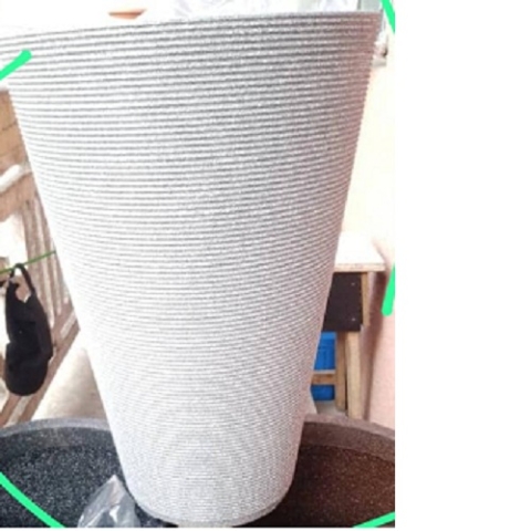 WHITE STONE V-SHAPED DESIGNED FLOWER POT WITHOUT FLOWER WITH ROUND BASE (PEGLO) - Large