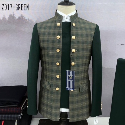 MANAGER ARMY GREEN AND LIGHT GREEN STRIPPED TURKEY SUIT WITH GOLDEN BUTTON [SWNL]