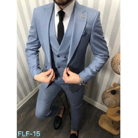 SKY BLUE TURKEY SUIT WITH ONE BUTTON | AVAILABLE IN ALL SIZES (DEFAS) (N)