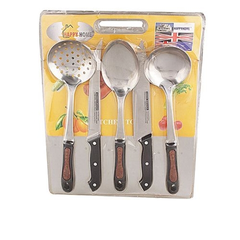 Happy Home 5 Piece Set Of Cooking Spoons And Knives