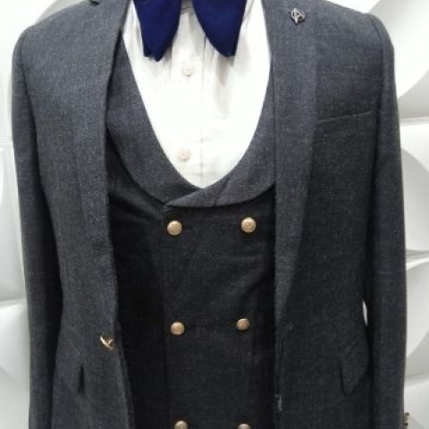 DARK GREY 3 PIECE SUIT WITH ONE BUTTON  | AVAILABLE IN ALL SIZES (MADU) (N)