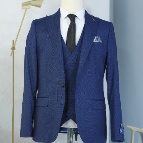 EXQUISITE BLUE THREE PIECES TURKEY SUIT WITH ONE BUTTON | AVAILABLE IN ALL SIZES (SWNL) (N